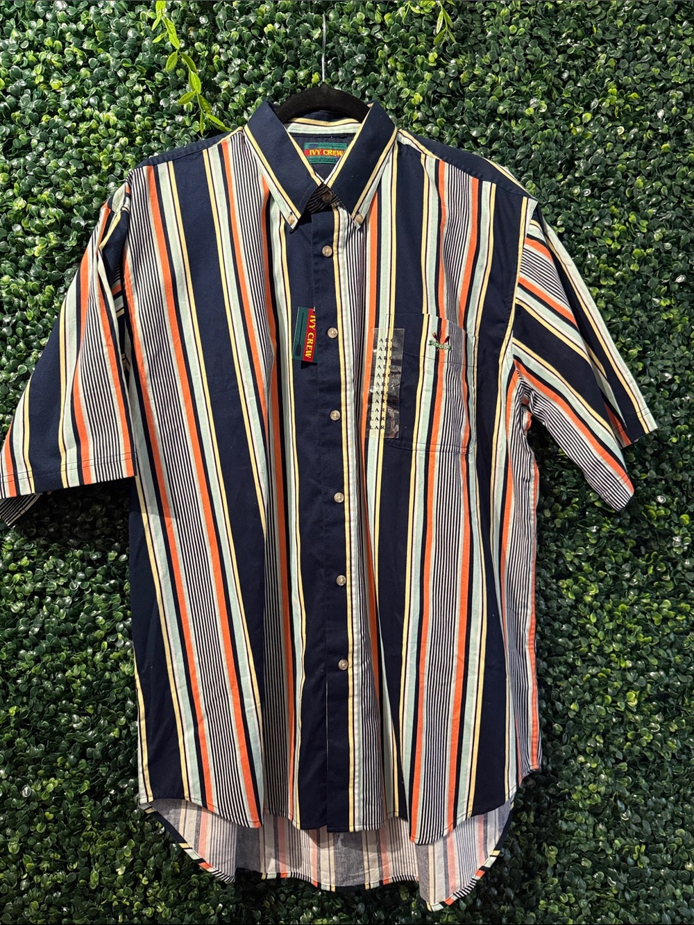 Navy Multi-Stripe Short Sleeve Button-Up Shirt